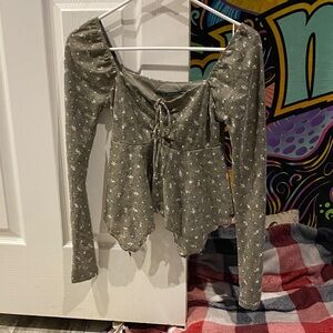 Heart Hips Dark Green Lace-Up Shirt